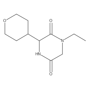 1-ethyl-3-(tetrahydro-2H-pyran-4-yl)piperazine-2,5-dione Structure