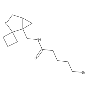 5-bromo-N-({3-oxaspiro[bicyclo[3.1.0]hexane-2,1'-cyclobutane]-1-yl}methyl)pentanamide结构式