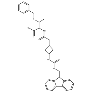 (2S,3R)-3-(benzyloxy)-2-{2-[3-({[(9H-fluoren-9-yl)methoxy]carbonyl}amino)cyclobutyl]acetamido}butanoic acid结构式