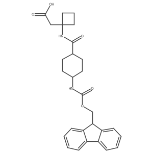 2-{1-[4-({[(9H-fluoren-9-yl)methoxy]carbonyl}amino)cyclohexaneamido]cyclobutyl}acetic acid结构式