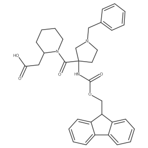 2-[(2S)-1-[1-benzyl-3-({[(9H-fluoren-9-yl)methoxy]carbonyl}amino)pyrrolidine-3-carbonyl]piperidin-2-yl]acetic acid Structure