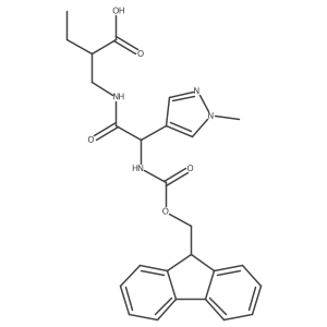 2-{[2-({[(9H-fluoren-9-yl)methoxy]carbonyl}amino)-2-(1-methyl-1H-pyrazol-4-yl)acetamido]methyl}butanoic acid Structure