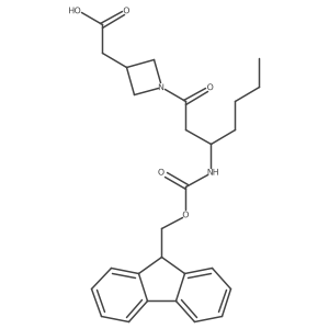 2-{1-[3-({[(9H-fluoren-9-yl)methoxy]carbonyl}amino)heptanoyl]azetidin-3-yl}acetic acid结构式