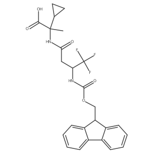 2-cyclopropyl-2-[3-({[(9H-fluoren-9-yl)methoxy]carbonyl}amino)-4,4,4-trifluorobutanamido]propanoic acid结构式