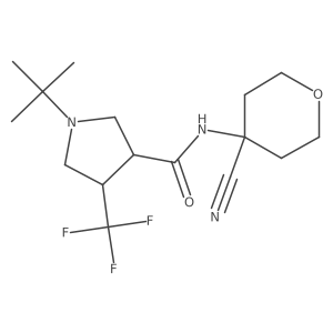 (3S,4S)-1-Tert-butyl-N-(4-cyanooxan-4-yl)-4-(trifluoromethyl)pyrrolidine-3-carboxamide Structure