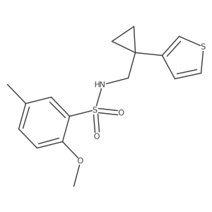 2-methoxy-5-methyl-N-{[1-(thiophen-3-yl)cyclopropyl]methyl}benzene-1-sulfonamide结构式
