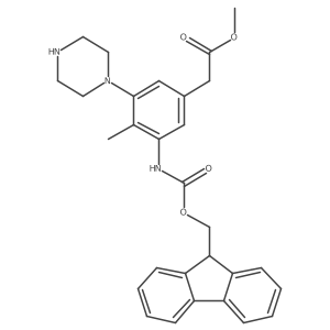 methyl 2-[3-({[(9H-fluoren-9-yl)methoxy]carbonyl}amino)-4-methyl-5-(piperazin-1-yl)phenyl]acetate Structure