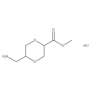 rac-methyl (2R,5R)-5-(aminomethyl)-1,4-dioxane-2-carboxylate hydrochloride结构式