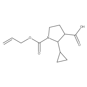 rac-(2R,3S)-2-cyclopropyl-1-[(prop-2-en-1-yloxy)carbonyl]pyrrolidine-3-carboxylic acid结构式