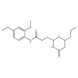 N-(2,4-dimethoxyphenyl)-2-[(4-oxo-6-propyl-1,3-diazinan-2-yl)sulfanyl]acetamide结构式
