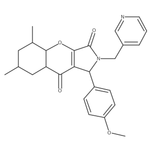 1-(4-methoxyphenyl)-5,7-dimethyl-2-(pyridin-3-ylmethyl)-4a,5,6,7,8,8a-hexahydro-1H-chromeno[2,3-c]pyrrole-3,9-dione结构式