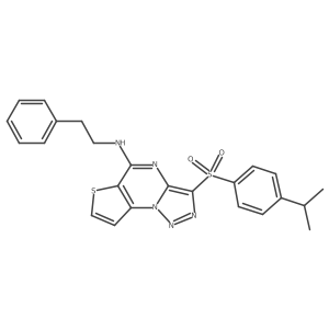 3-((4-isopropylphenyl)sulfonyl)-N-phenethylthieno[2,3-e][1,2,3]triazolo[1,5-a]pyrimidin-5-amine结构式
