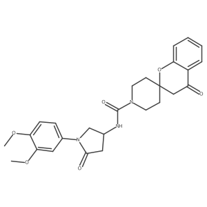 N-(1-(3,4-dimethoxyphenyl)-5-oxopyrrolidin-3-yl)-4-oxospiro[chroman-2,4'-piperidine]-1'-carboxamide结构式