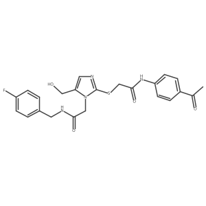 N-(4-acetylphenyl)-2-{[1-({[(4-fluorophenyl)methyl]carbamoyl}methyl)-5-(hydroxymethyl)-1H-imidazol-2-yl]sulfanyl}acetamide结构式