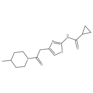 N-(4-(2-(4-methylpiperidin-1-yl)-2-oxoethyl)thiazol-2-yl)cyclopropanecarboxamide结构式