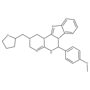 6-(4-methoxyphenyl)-2-(tetrahydrofuran-2-ylmethyl)-2,3,4,6-tetrahydro-1H-[1,3,5]triazino[1',2':3,4][1,3,5]triazino[1,2-a]benzimidazole结构式