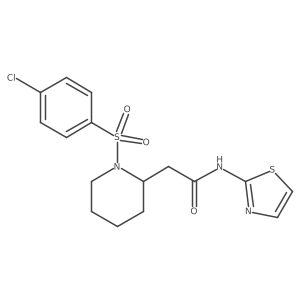 2-(1-((4-chlorophenyl)sulfonyl)piperidin-2-yl)-N-(thiazol-2-yl)acetamide结构式