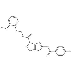 N-(2-methoxyphenethyl)-2-(4-methylbenzamido)-5,6-dihydro-4H-cyclopenta[d]thiazole-4-carboxamide结构式