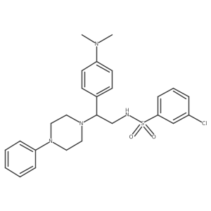 3-chloro-N-(2-(4-(dimethylamino)phenyl)-2-(4-phenylpiperazin-1-yl)ethyl)benzenesulfonamide结构式