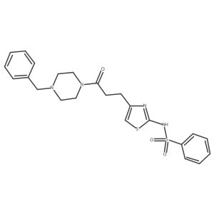 N-(4-(3-(4-benzylpiperazin-1-yl)-3-oxopropyl)thiazol-2-yl)benzenesulfonamide结构式