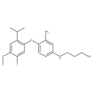 3-(5-(5-Iodo-2-isopropyl-4-methoxyphenoxy)-4-aminopyrimidin-2-ylamino)propan-1-ol结构式