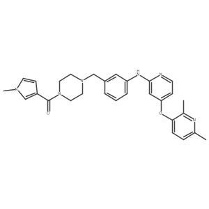(4-(3-(4-(2,6-Dimethylpyridin-3-yloxy)pyridin-2-ylamino)benzyl)piperazin-1-yl)(1-methyl-1h-pyrrol-3-yl)methanone结构式