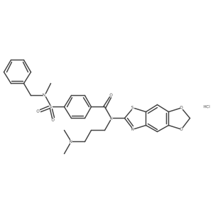 4-[benzyl(methyl)sulfamoyl]-N-[3-(dimethylamino)propyl]-N-{4,6-dioxa-10-thia-12-azatricyclo[7.3.0.0^{3,7}]dodeca-1(9),2,7,11-tetraen-11-yl}benzamide hydrochloride结构式