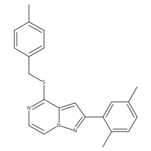 2-(2,5-Dimethylphenyl)-4-[(4-methylbenzyl)thio]pyrazolo[1,5-a]pyrazine结构式