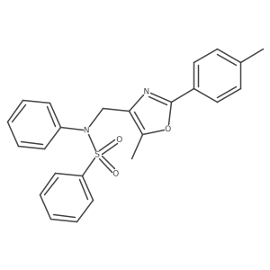N-{[5-methyl-2-(4-methylphenyl)-1,3-oxazol-4-yl]methyl}-N-phenylbenzenesulfonamide结构式