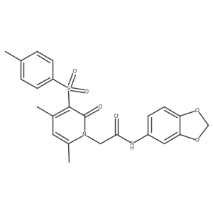 N-(benzo[d][1,3]dioxol-5-yl)-2-(4,6-dimethyl-2-oxo-3-tosylpyridin-1(2H)-yl)acetamide结构式