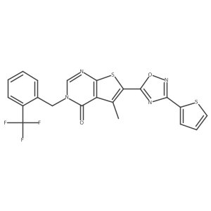 5-methyl-6-[3-(thiophen-2-yl)-1,2,4-oxadiazol-5-yl]-3-[2-(trifluoromethyl)benzyl]thieno[2,3-d]pyrimidin-4(3H)-one Structure