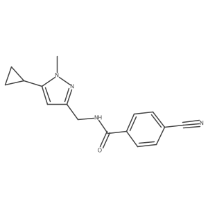 4-cyano-N-((5-cyclopropyl-1-methyl-1H-pyrazol-3-yl)methyl)benzamide Structure