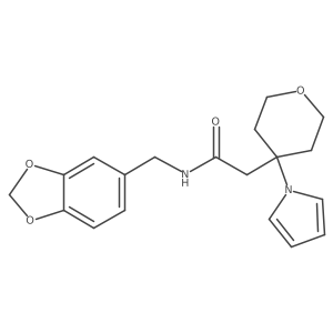 N-(1,3-benzodioxol-5-ylmethyl)-2-[4-(1H-pyrrol-1-yl)tetrahydro-2H-pyran-4-yl]acetamide Structure