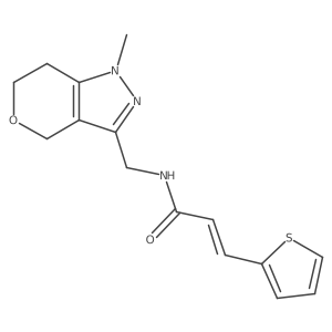 (E)-N-((1-methyl-1,4,6,7-tetrahydropyrano[4,3-c]pyrazol-3-yl)methyl)-3-(thiophen-2-yl)acrylamide结构式