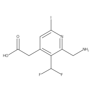 2-(Aminomethyl)-3-(difluoromethyl)-6-iodopyridine-4-acetic acid Structure