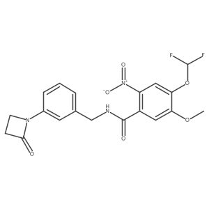 4-(difluoromethoxy)-5-methoxy-2-nitro-N-{[3-(2-oxoazetidin-1-yl)phenyl]methyl}benzamide Structure