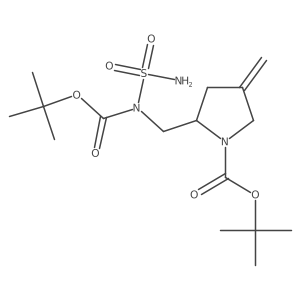 1-Pyrrolidinecarboxylic acid, 2-[[(aminosulfonyl)[(1,1-dimethylethoxy)carbonyl]amino]methyl]-4-methylene-, 1,1-dimethylethyl ester, (S)-结构式