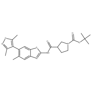 (S)-tert-butyl 3-(5-methyl-6-(3,5-dimethylisoxazol-4-yl)benzo[d]thiazol-2-ylcarbamoyl)pyrrolidine-1-carboxylate结构式