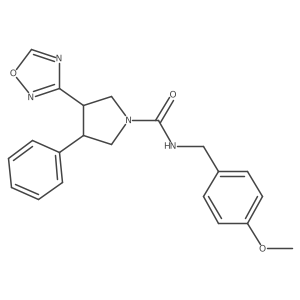 N-(4-methoxybenzyl)-3-(1,2,4-oxadiazol-3-yl)-4-phenylpyrrolidine-1-carboxamide结构式