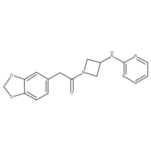 2-(Benzo[d][1,3]dioxol-5-yl)-1-(3-(pyrimidin-2-ylamino)azetidin-1-yl)ethanone Structure