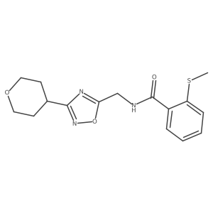 2-(methylthio)-N-((3-(tetrahydro-2H-pyran-4-yl)-1,2,4-oxadiazol-5-yl)methyl)benzamide Structure