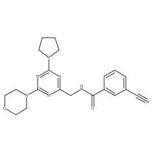 3-cyano-N-((4-morpholino-6-(pyrrolidin-1-yl)-1,3,5-triazin-2-yl)methyl)benzamide结构式