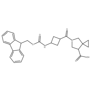 5-[3-({[(9H-fluoren-9-yl)methoxy]carbonyl}amino)cyclobutanecarbonyl]-5-azaspiro[2.4]heptane-7-carboxylic acid Structure