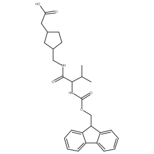 2-(3-{[2-({[(9H-fluoren-9-yl)methoxy]carbonyl}amino)-3-methylbutanamido]methyl}cyclopentyl)acetic acid结构式