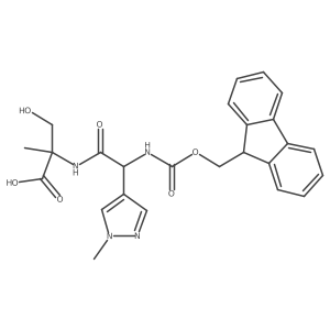 2-[2-({[(9H-fluoren-9-yl)methoxy]carbonyl}amino)-2-(1-methyl-1H-pyrazol-4-yl)acetamido]-3-hydroxy-2-methylpropanoic acid结构式