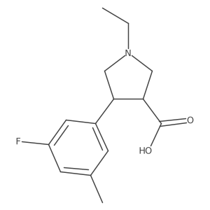 1-Ethyl-4-(3-fluoro-5-methylphenyl)pyrrolidine-3-carboxylic acid结构式