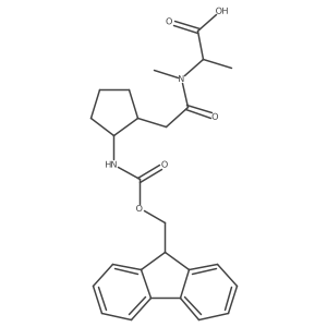 (2S)-2-{2-[(1RS,2SR)-2-({[(9H-fluoren-9-yl)methoxy]carbonyl}amino)cyclopentyl]-N-methylacetamido}propanoic acid结构式