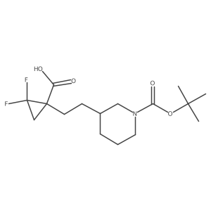 1-(2-{1-[(Tert-butoxy)carbonyl]piperidin-3-yl}ethyl)-2,2-difluorocyclopropane-1-carboxylic acid结构式