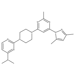 2-{4-[6-(3,5-dimethyl-1H-pyrazol-1-yl)-2-methylpyrimidin-4-yl]piperazin-1-yl}-N,N-dimethylpyrimidin-4-amine结构式