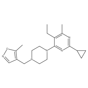 2-Cyclopropyl-5-ethyl-4-methyl-6-{4-[(5-methyl-1,2-oxazol-4-yl)methyl]piperazin-1-yl}pyrimidine结构式